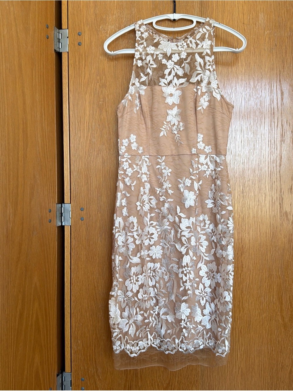 Betsey Johnson Nude Dress with White Floral Lace